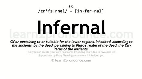 Powered by Mnemonic Dictionary. . Definition of infernal